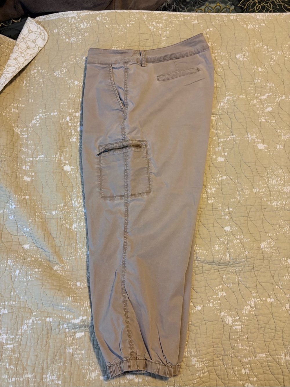 Women's Casual Drawstring Hem Cargo Pants - Taupe